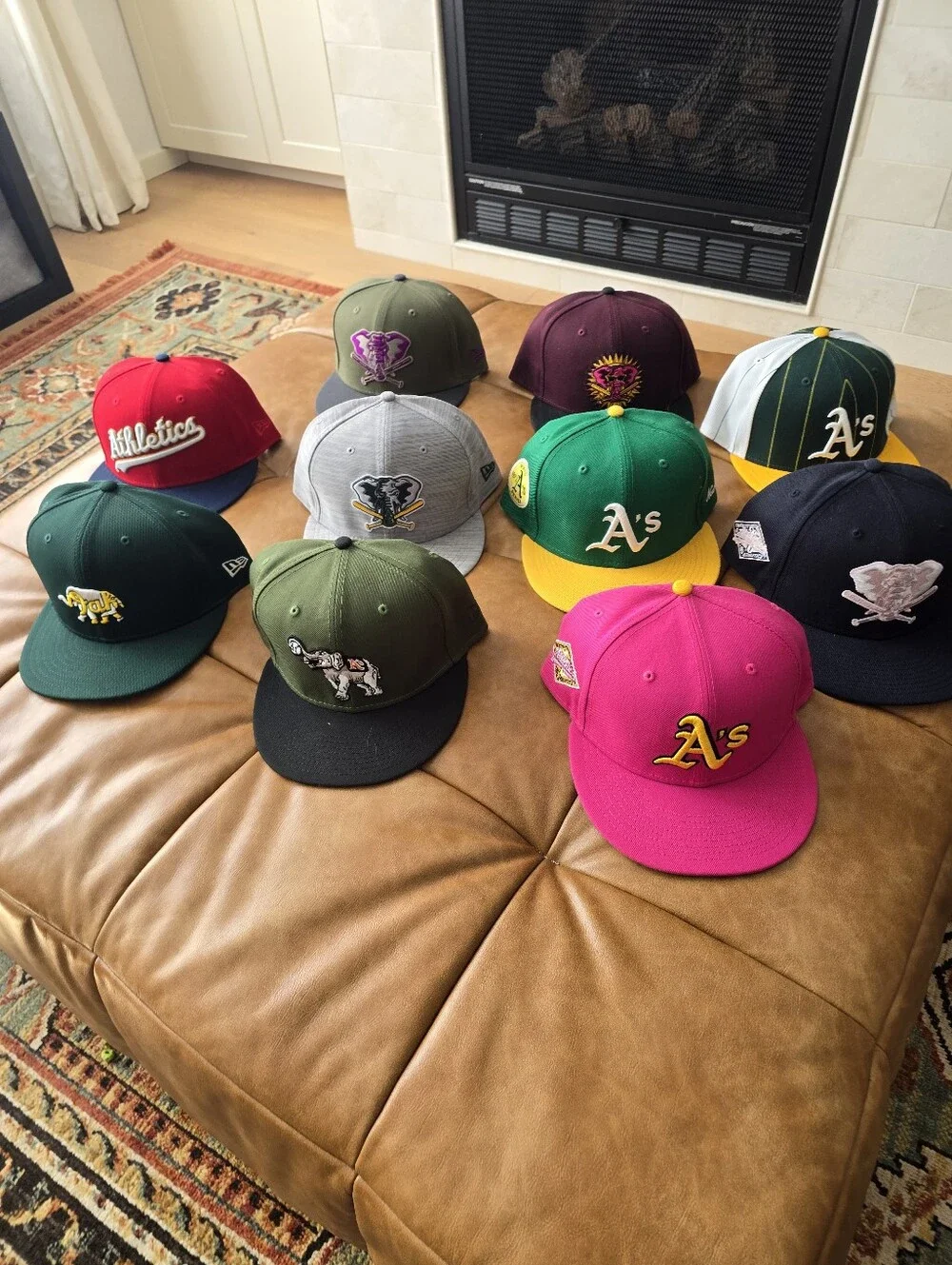 Lot of 10 New Era 5950 Oakland A's Hats. Size 8